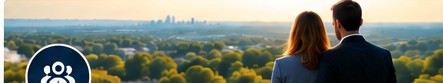 Individuals looking toward a city landscape